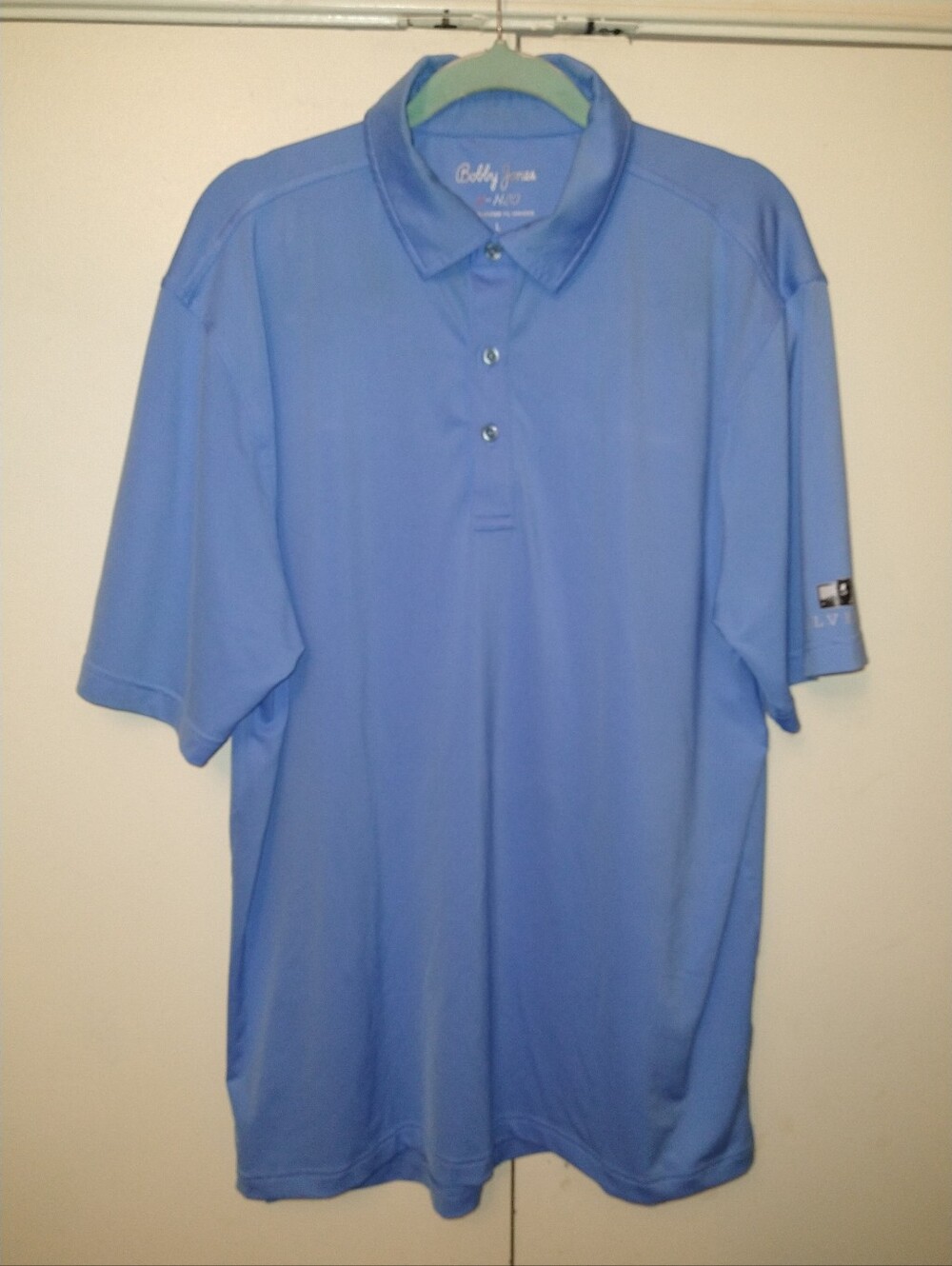 Bobby Jones X-H20 Blue Short Sleeve Polo Shirt Men's sz Large Silvertip Logo.